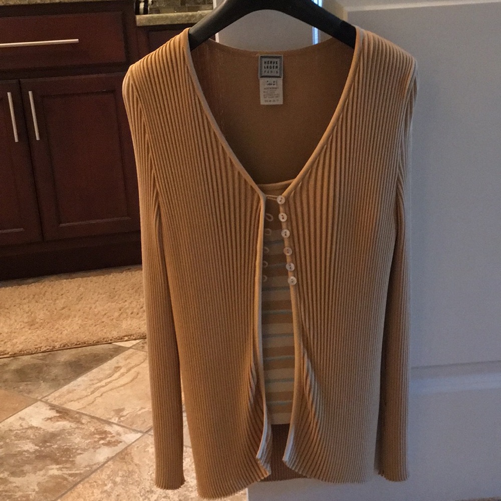 Herve Leger Paris top and cardigan NWT